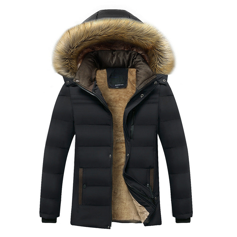 Herren Winterparka mit wärmendem Teddyfutter, abnehmbarer Kapuze und hoher Stehkragen EB