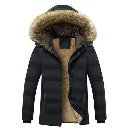 Herren Winterparka mit wärmendem Teddyfutter, abnehmbarer Kapuze und hoher Stehkragen EB