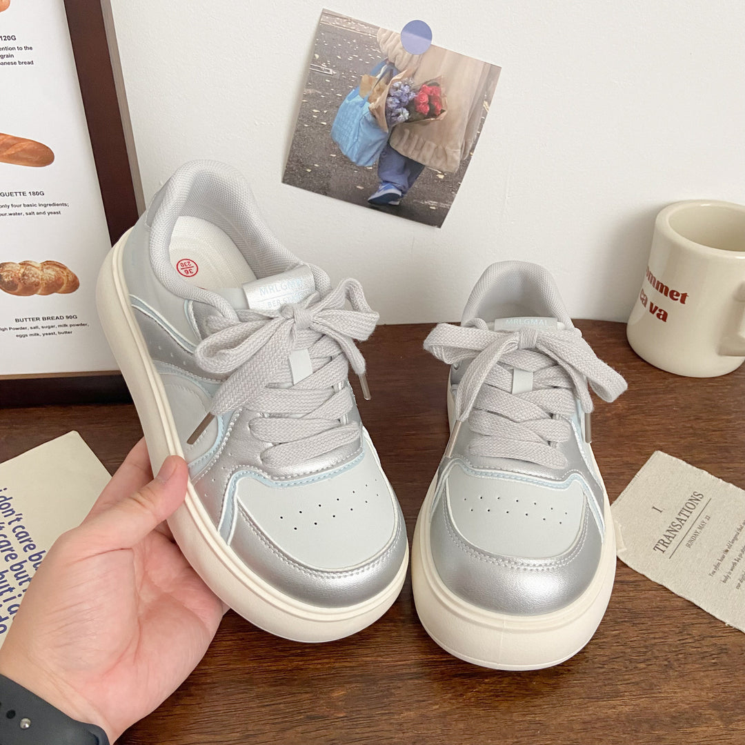 Damen Elegante Plateau-Sneaker mit strukturiertem Obermaterial EB