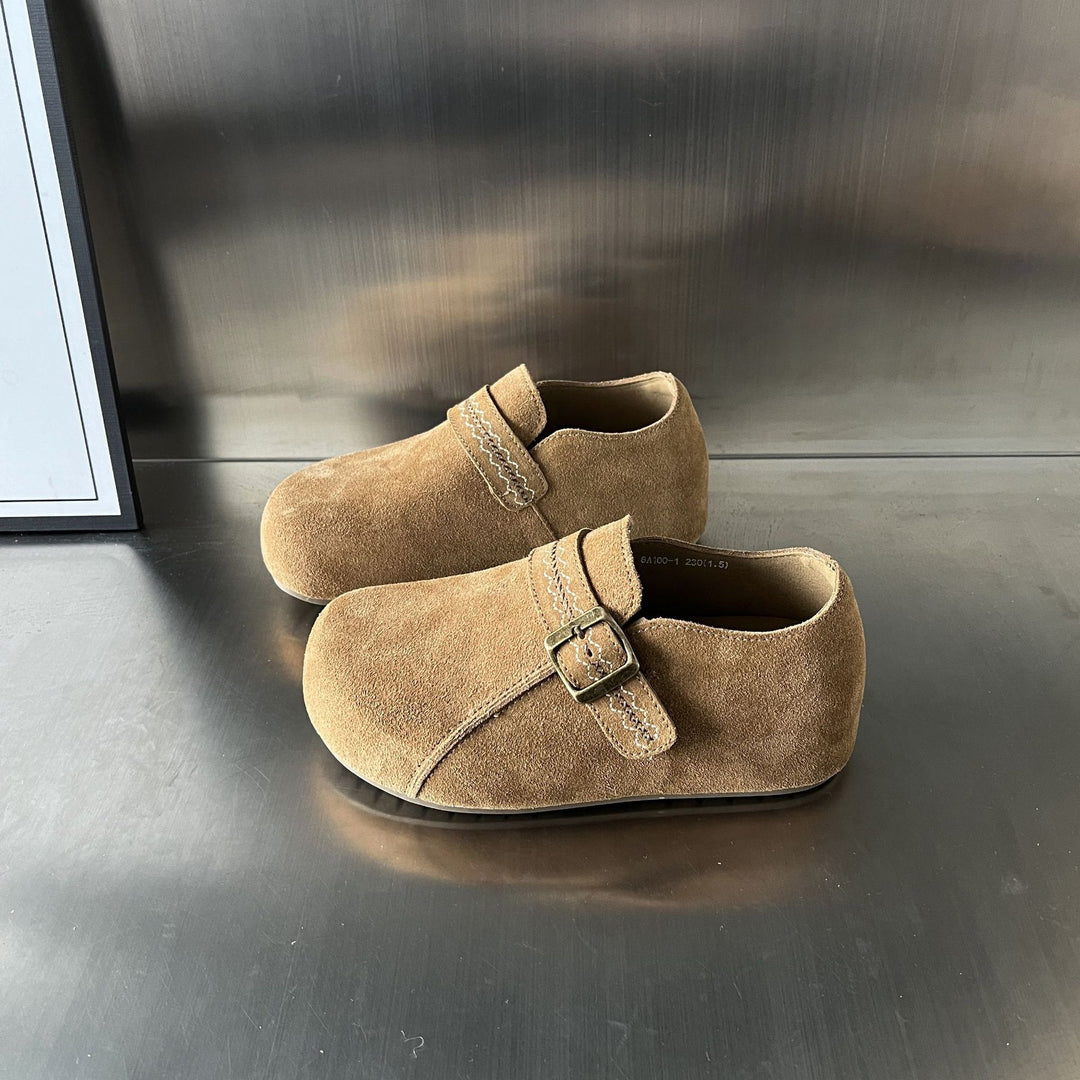 Damen Komfortable Wildleder-Clogs mit verstellbarem Riemen EB