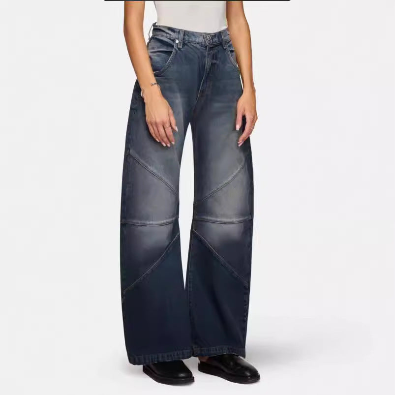 Damen breite Jeans mit einzigartigem Nahtdesign im angesagten Stil EB