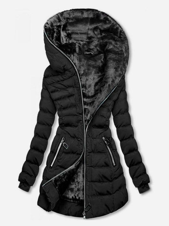 Damen gesteppte Winterjacke mit luxuriösem Futter und modischem hohem Kragen EB