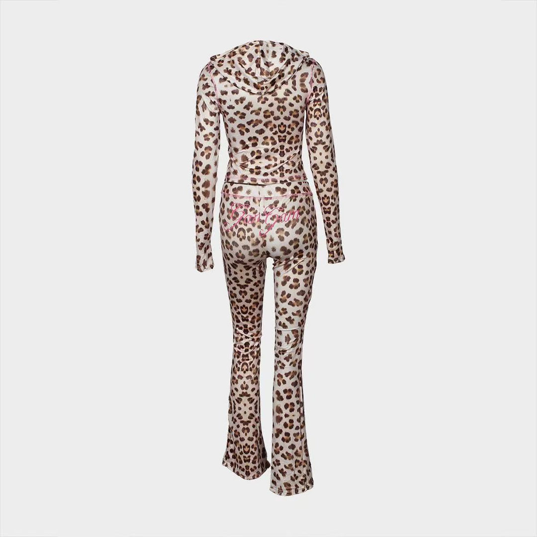 Damen Sport-Leggings und Oberteil Set mit animalischem Print EB