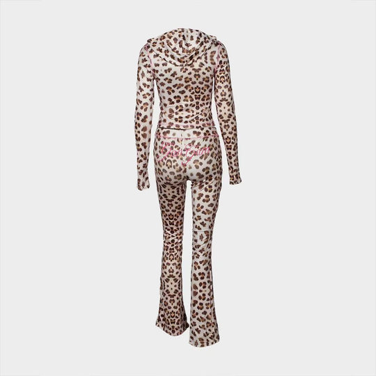Damen Sport-Leggings und Oberteil Set mit animalischem Print EB