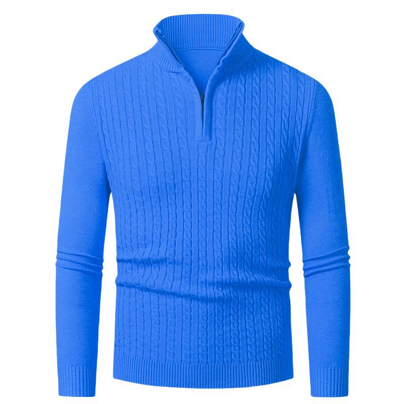 Herren Strickpullover mit modischem Zopfmuster und hochgeschlossenem Kragen EB
