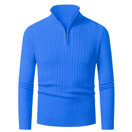 Herren Strickpullover mit modischem Zopfmuster und hochgeschlossenem Kragen EB