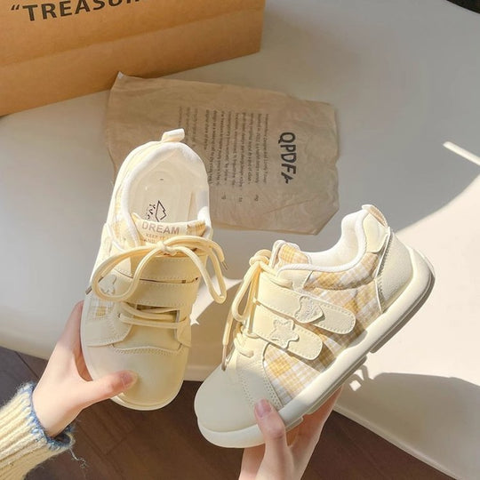 Damen Sneakers mit Karo-Muster und komfortablem Klettverschluss EB