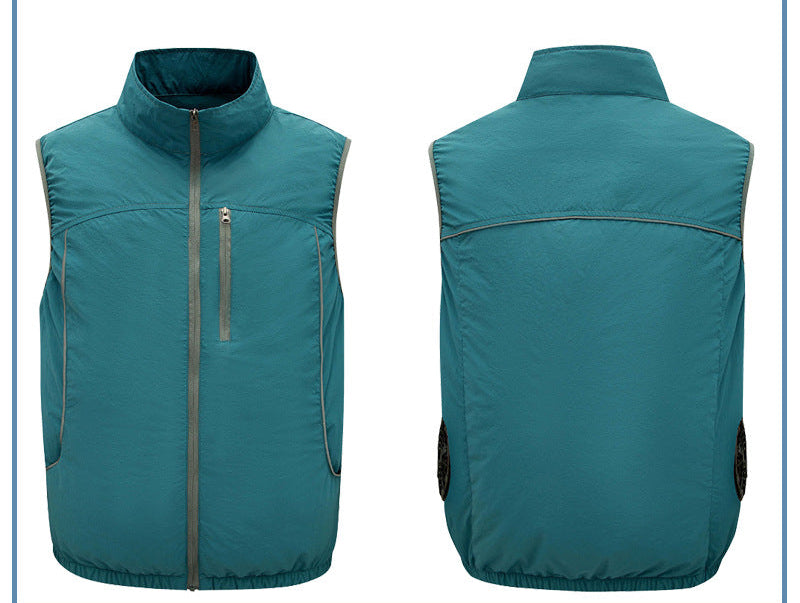 Herren nan leichte winddichte Outdoor-Weste mit hoher Kragen, Brusttasche und seitlichen Reißverschlusstaschen R&B