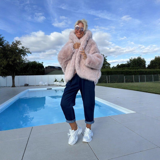 Damen Modische Fleecejacke mit weich gefüttertem Kragen und weitem Schnitt EB