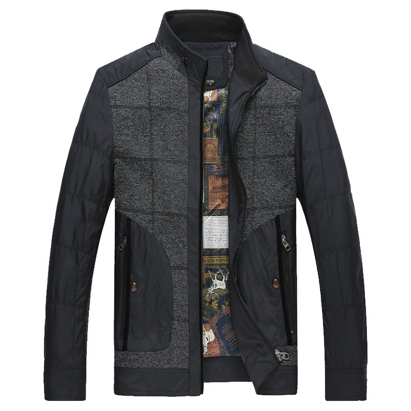 Herren Stepp- und Strickmix-Freizeitjacke mit Stehkragen und gemustertem Innenfutter EB
