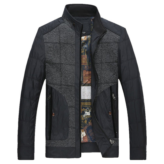 Herren Stepp- und Strickmix-Freizeitjacke mit Stehkragen und gemustertem Innenfutter EB