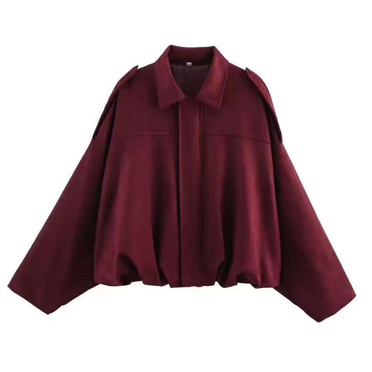 Damen Kurzjacke im Oversize‑Schnitt mit Ballon Saum und Schulterklappen EB