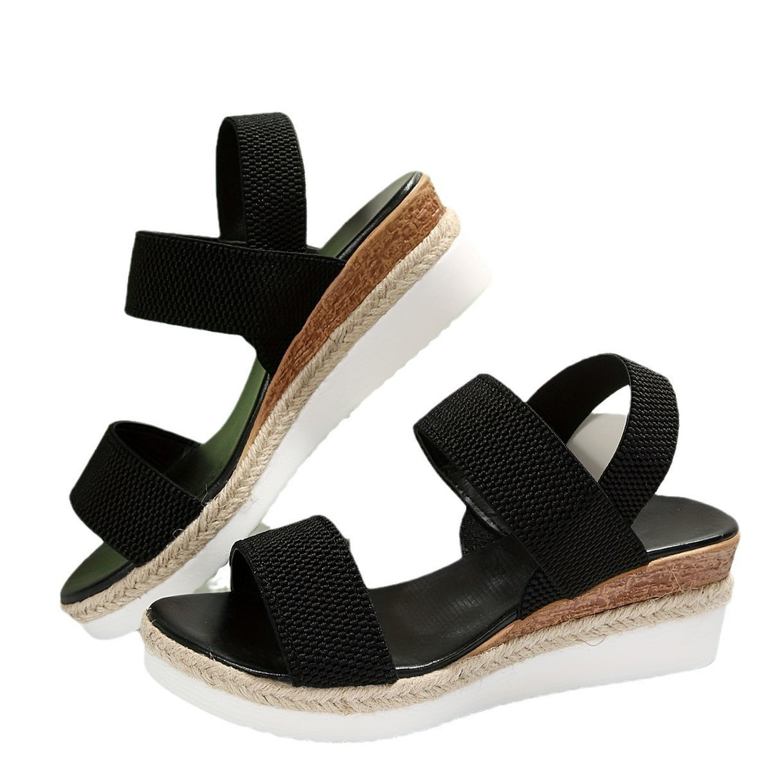 Damen Wedge-Sandalen mit elastischen Riemen und komfortablem Fußbett EB