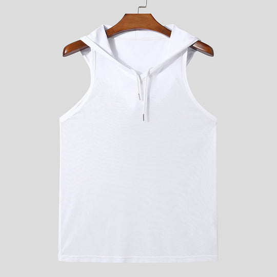 Herren Atmungsaktives Sport-Tanktop mit Kapuze und praktischer Schnürung EB