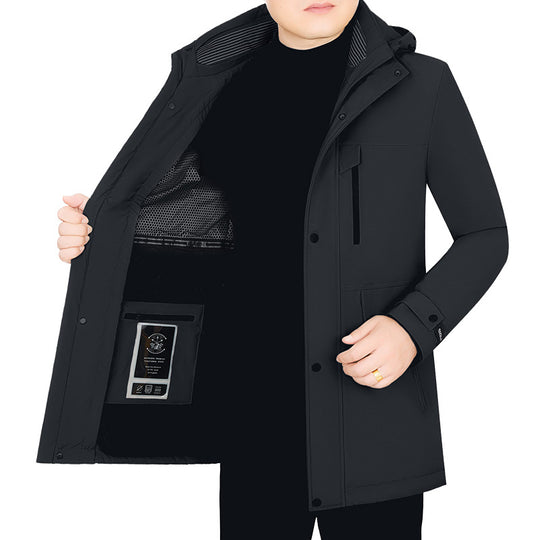 Herren Wasserabweisender Parka mit herausnehmbarer Kapuze und integrierter Smartphone-Innentasche EB