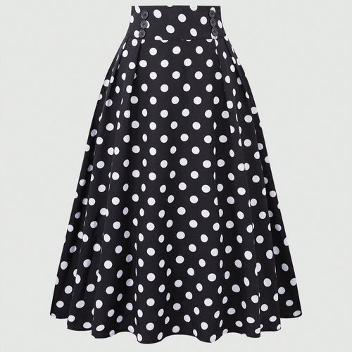 Damen Eleganter Midirock mit Polka Dots EB
