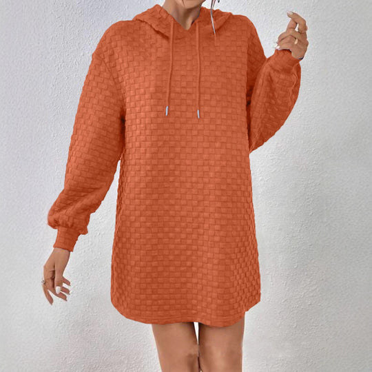 Damen Kapuzenkleid aus strukturiertem Material EB
