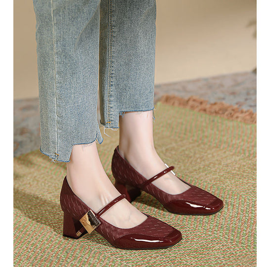 Damen Modische Ballerinas mit geflochtenem Design und blockiertem Absatz EB