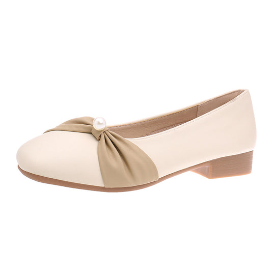 Damen elegante Ballerinas mit modischer Rüschendetail und Perlenakzent EB
