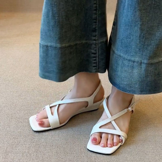 Damen elegante Slingback Sandalen mit verstellbaren Riemchen EB