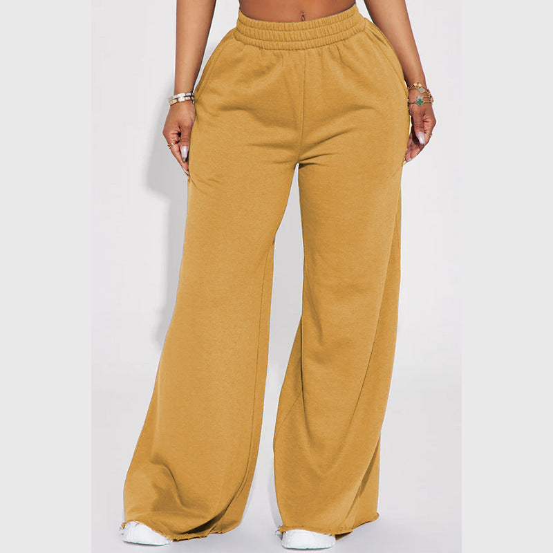 Damen nan weite High-Waist Loungehose mit elastischem Bund und praktischen Seitentaschen EB