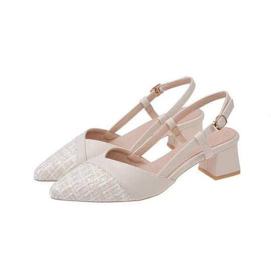 Damen Slingback Sandaletten mit elegantem Design und verziertem Absatz EB