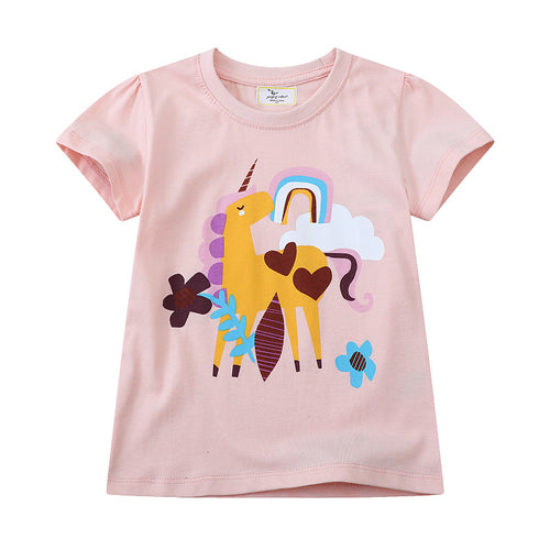 Mädchen T-Shirt mit buntem Einhornmotiv EB