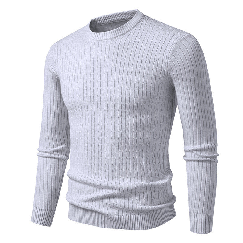 Herren modischer Strickpullover mit feinem Zopfmuster EB