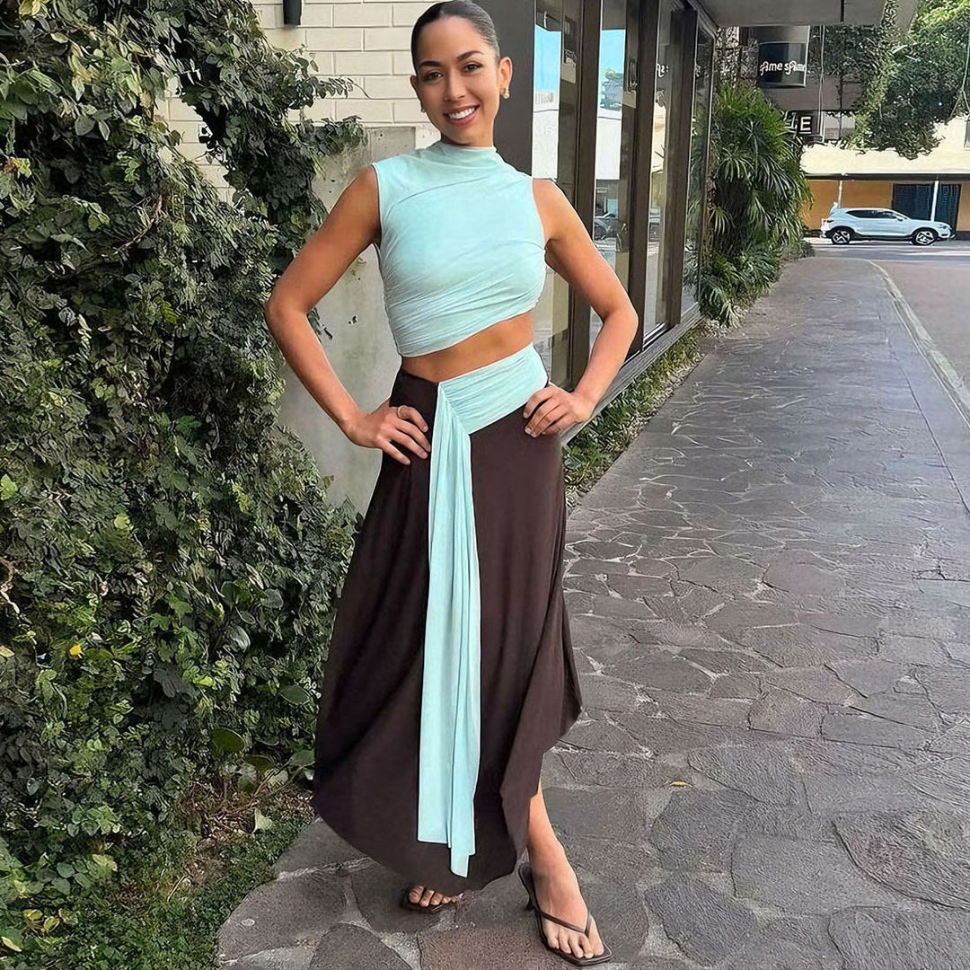 Damen Wickelkleid mit modernem Drapierungsdesign und elegantem Schnitt EB