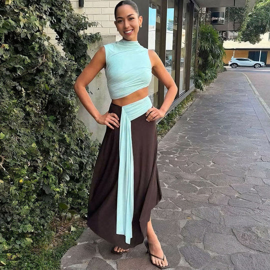 Damen Wickelkleid mit modernem Drapierungsdesign und elegantem Schnitt EB