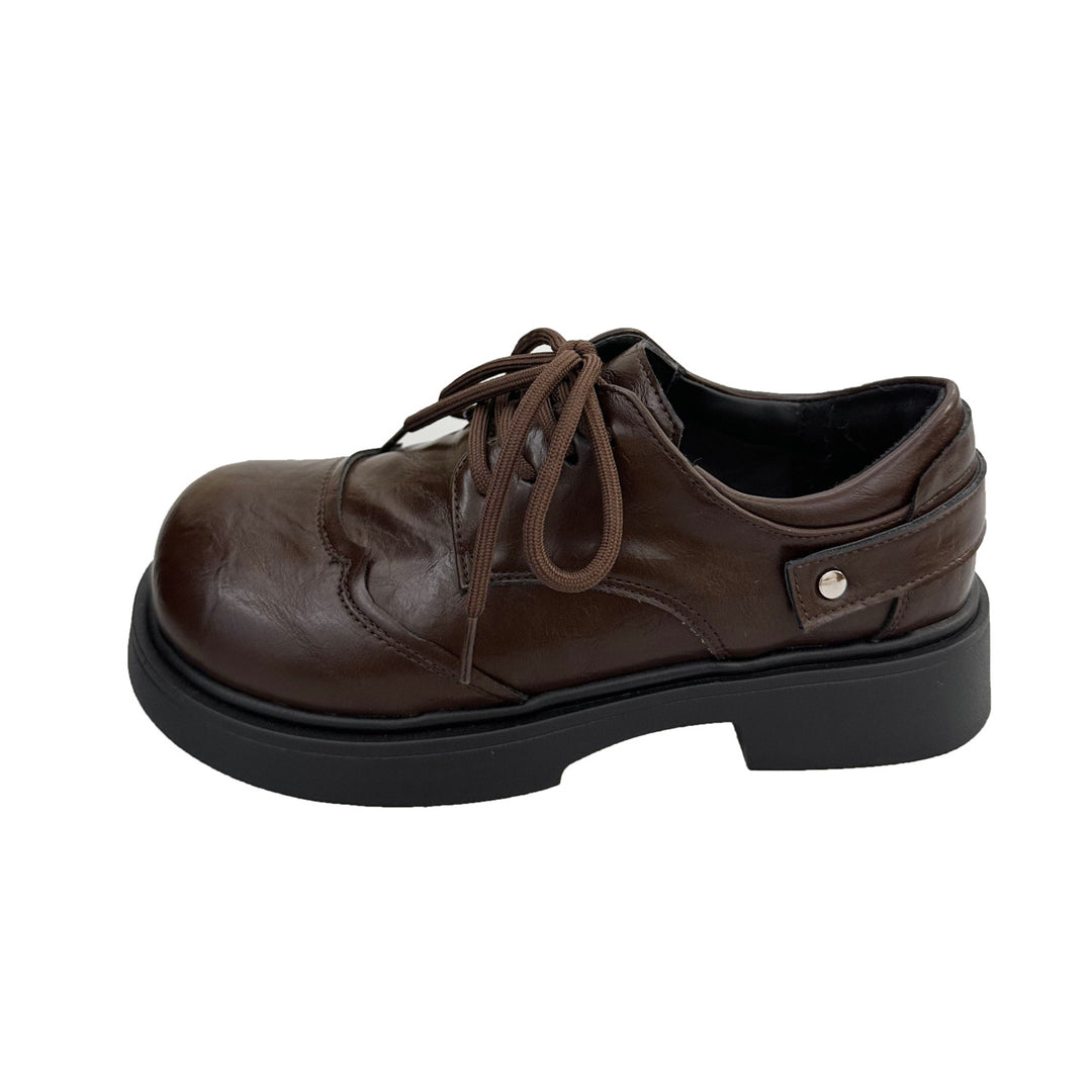 Damen elegante Schnürschuhe mit robustem Absatz und hochwertigem Leder EB