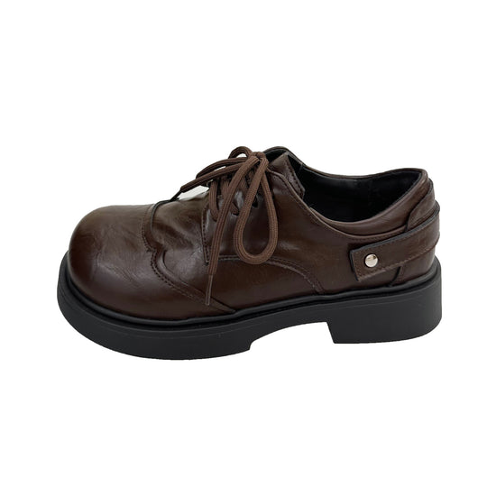 Damen elegante Schnürschuhe mit robustem Absatz und hochwertigem Leder EB