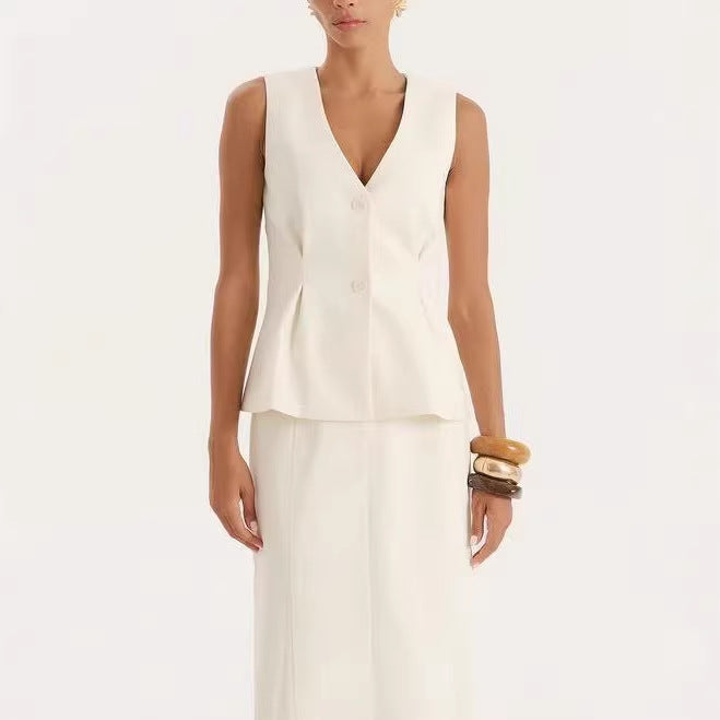 Damen elegante Bluse mit V-Ausschnitt und plissierten Details EB