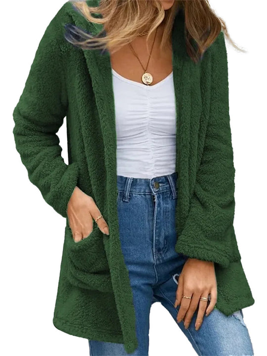 Damen Flauschige Cardiganjacke mit praktischen Taschen und lässigem Schnitt EB