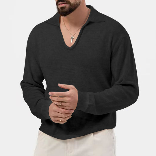 Herren modischer V-Ausschnitt Pullover aus atmungsaktivem Strickmaterial EB