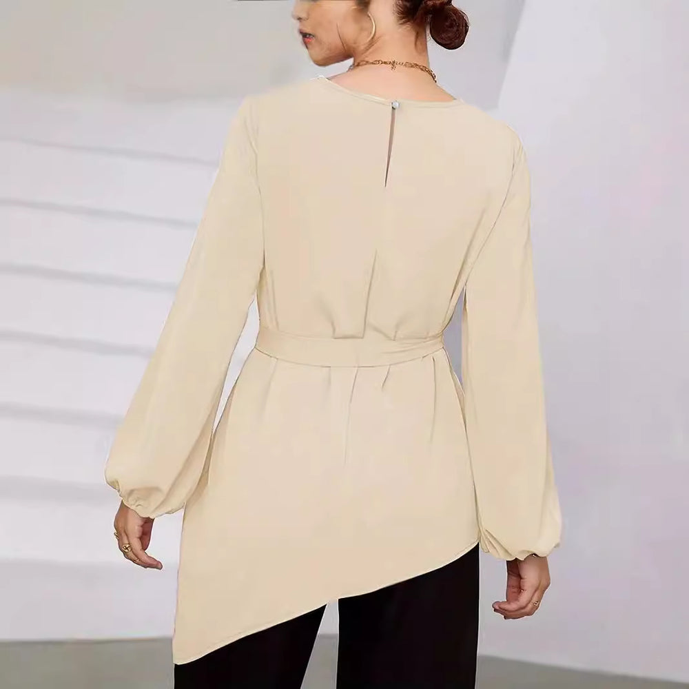 Damen Elegantes Oberteil mit asymmetrischem Saum und Taillierung EB