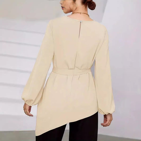 Damen Elegantes Oberteil mit asymmetrischem Saum und Taillierung EB