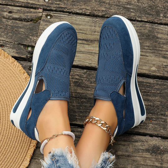 Damen Lässige Slip-On Sneakers mit atmungsaktivem Strickdesign und leicht dämpfender Sohle EB
