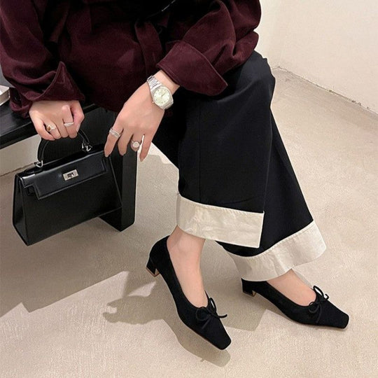Damen elegante spitze Slipper mit dekorativen Schleifen EB