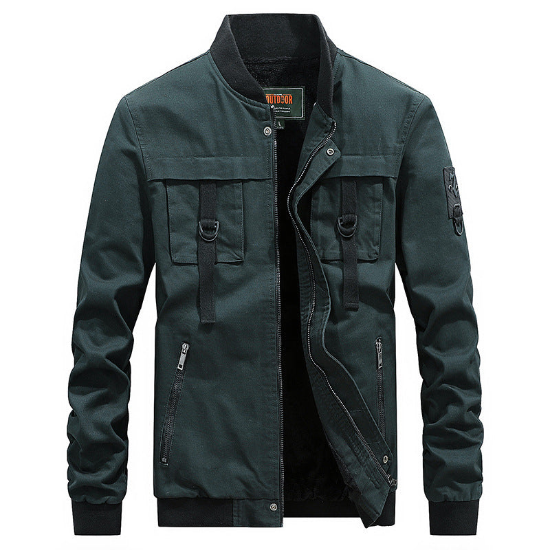Herren Canvas-Bomberjacke im Fieldstil mit Gurt- und Ringdetails EB