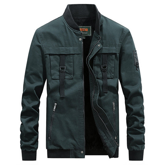 Herren Canvas-Bomberjacke im Fieldstil mit Gurt- und Ringdetails EB