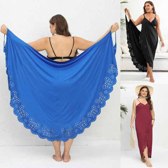 Damen schicker Strandüberwurf mit floralem Schnitt EB