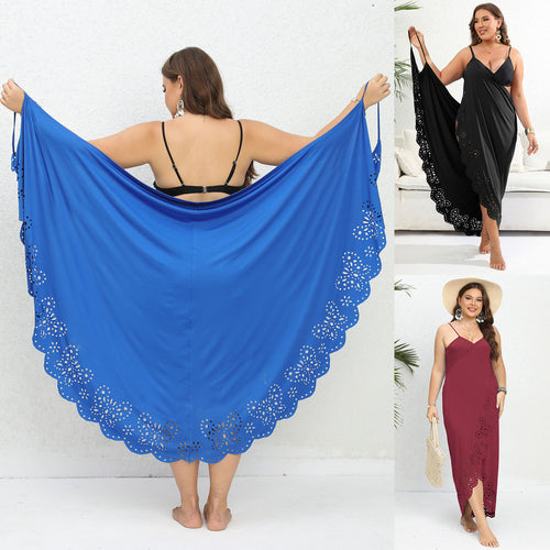 Damen schicker Strandüberwurf mit floralem Schnitt EB