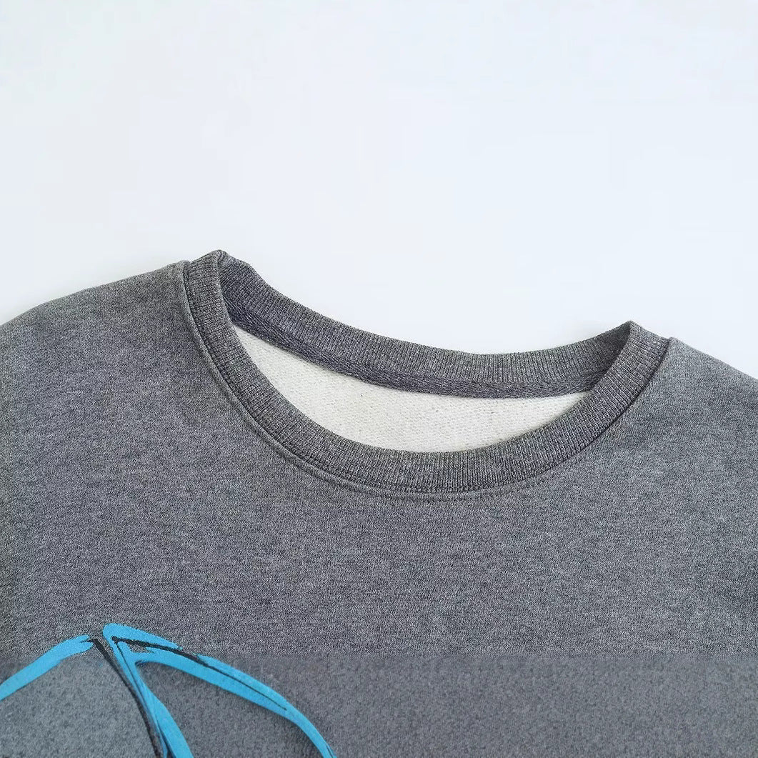 Damen trendiger Sweatshirt mit grafischen Designs EB