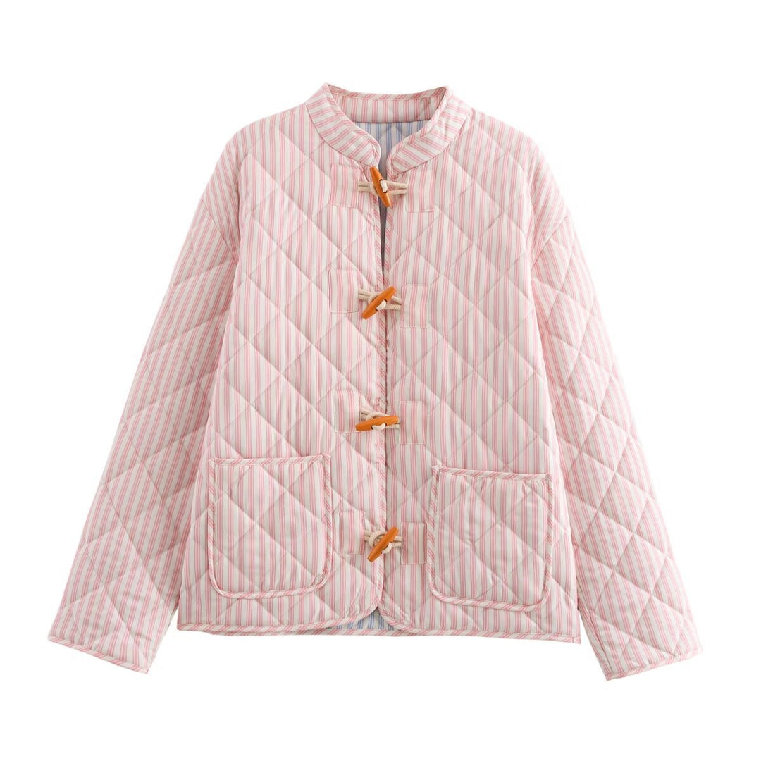 Damen gesteppte Jacke mit praktischen Taschen und Knopfdetails EB