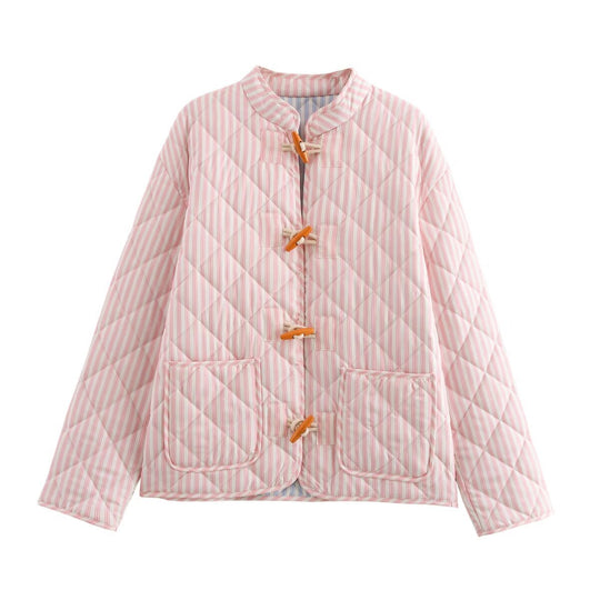 Damen gesteppte Jacke mit praktischen Taschen und Knopfdetails EB