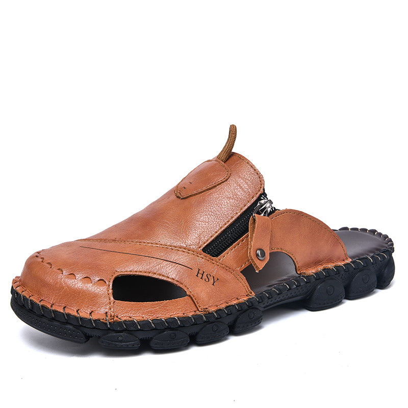Herren Bequeme Leder-Sandalen mit verstellbarem Riemensystem EB