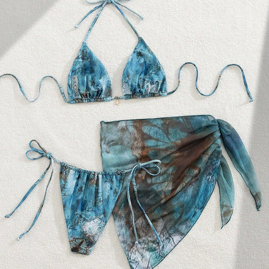 Damen Triangel-Bikini mit floralem Design EB