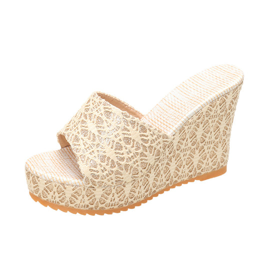 Damen elegante Wedge-Sandalen aus floralem Design EB