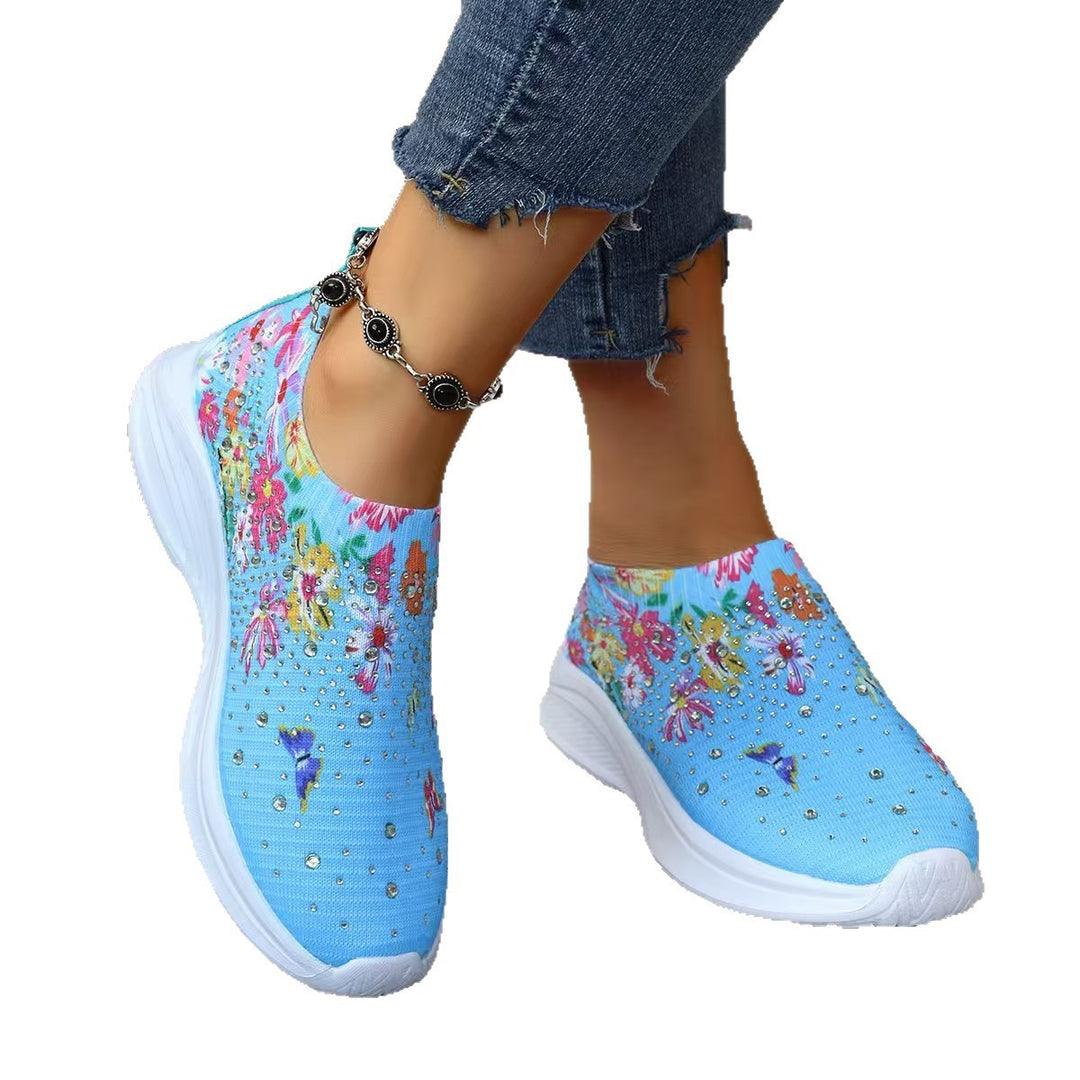 Damen farbenfrohe Design-Sneaker mit elastischem Einschlupf EB